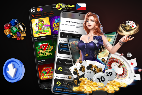 Pelican Casino aplikace — uvítací bonusová nabídka po registraci na úvodní obrazovce
