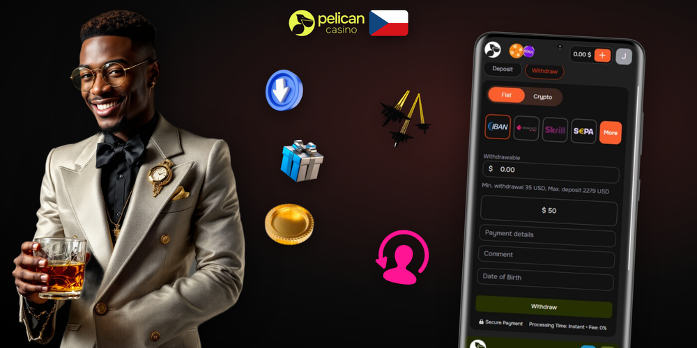 Všechny platební metody pro výběr peněz v Pelican Casino v jednom přehledu