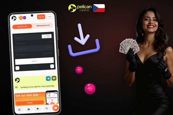 Přehledné rozhraní pokladny Pelican Casino pro zadání vkladu v korunách