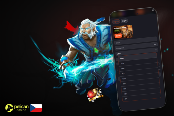 Pelican Casino CZ registrace s vyplněným promo kódem PC180 pro uvítací bonus